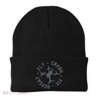Fly Crash Fix Repeat Funny FPV Drone Pilot Racing Quad Beanie thumb 0