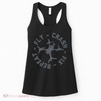 Fly Crash Fix Repeat Funny FPV Drone Pilot Racing Quad Women's Tank Top thumb 0