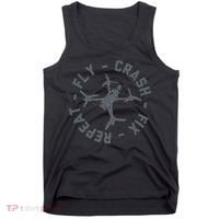 Fly Crash Fix Repeat Funny FPV Drone Pilot Racing Quad Tank Top thumb 0