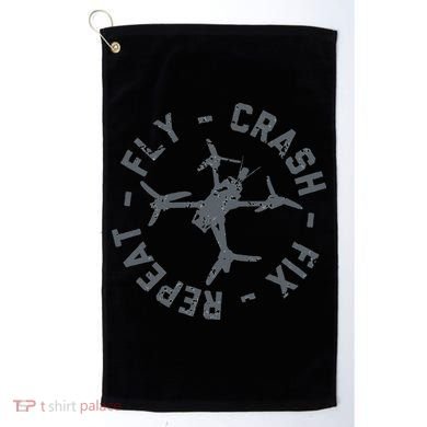 Fly Crash Fix Repeat Funny FPV Drone Pilot Racing Quad Golf Towel