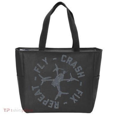 Fly Crash Fix Repeat Funny FPV Drone Pilot Racing Quad Tote Bag