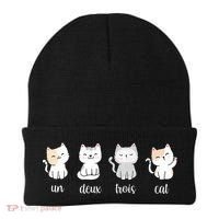 Funny Cute French Un Deux Trois Cat Kitten Lover Beanie thumb 0