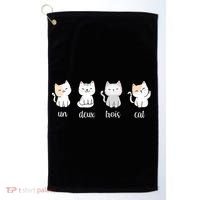 Funny Cute French Un Deux Trois Cat Kitten Lover Golf Towel thumb 0
