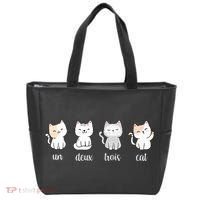 Funny Cute French Un Deux Trois Cat Kitten Lover Tote Bag thumb 0