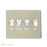 Funny Cute French Un Deux Trois Cat Kitten Lover Mousepad thumb 0