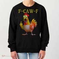 F Caw F Funny Chicken Middle Finger Clucking Rooster Meme Women's Sweatshirt thumb 0