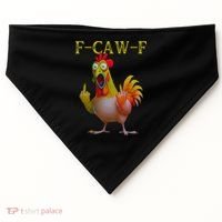 F Caw F Funny Chicken Middle Finger Clucking Rooster Meme USA-Made Doggie Bandana thumb 0