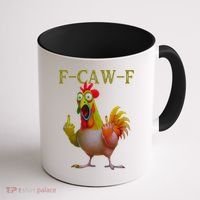 F Caw F Funny Chicken Middle Finger Clucking Rooster Meme Coffee Mug thumb 1