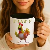 F Caw F Funny Chicken Middle Finger Clucking Rooster Meme Coffee Mug thumb 3