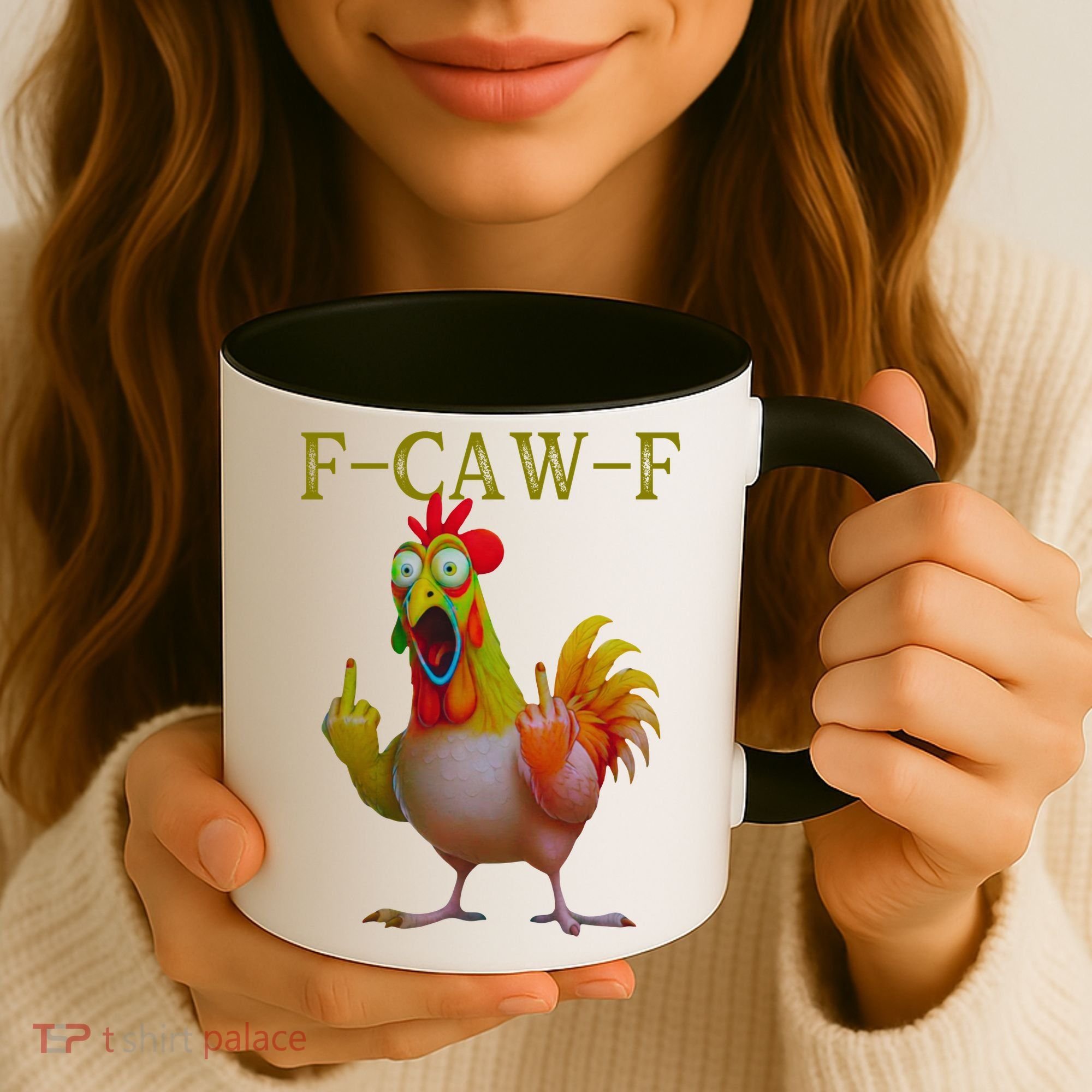 F Caw F Funny Chicken Middle Finger Clucking Rooster Meme Coffee Mug
