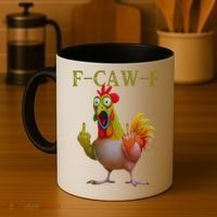 F Caw F Funny Chicken Middle Finger Clucking Rooster Meme Coffee Mug thumb 4