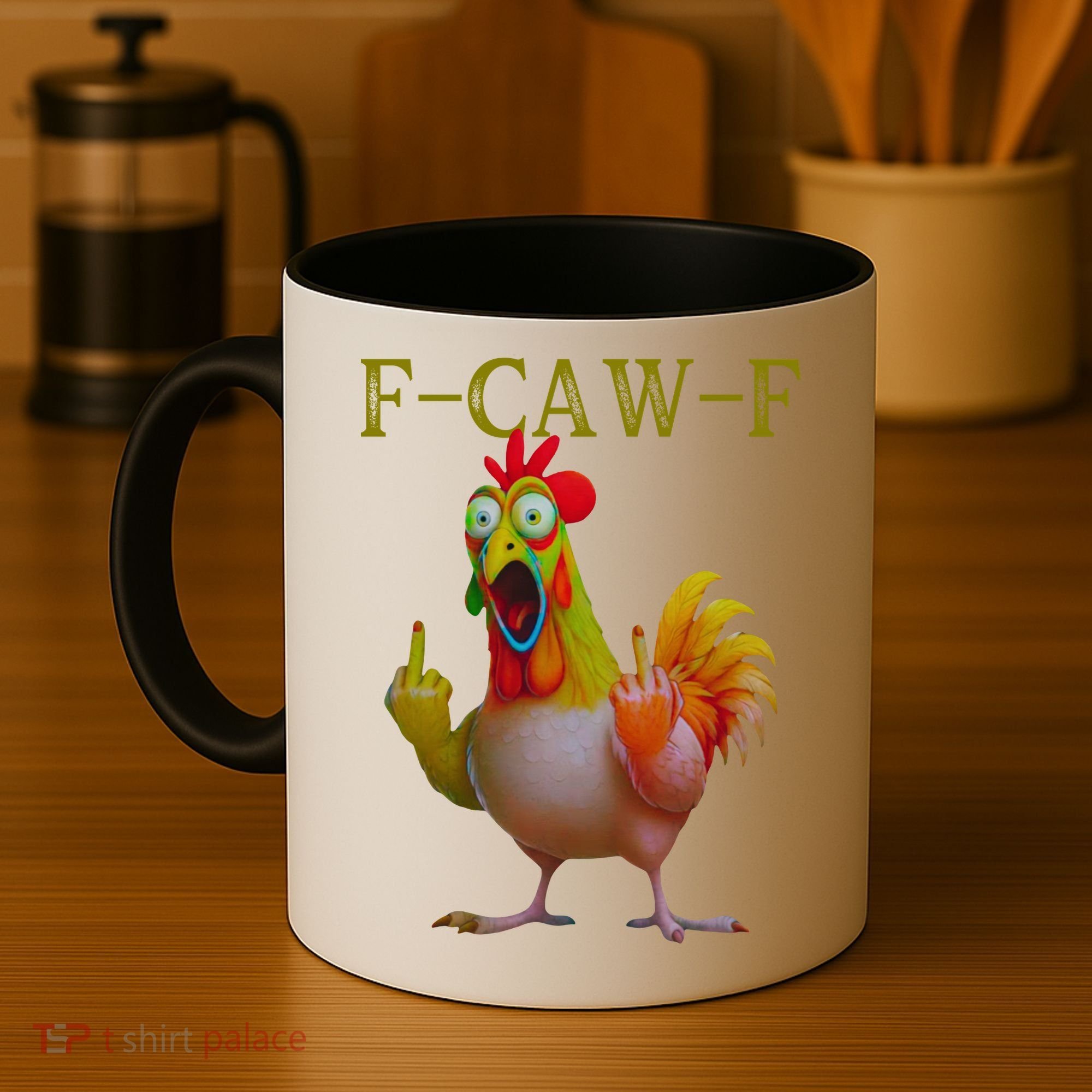 F Caw F Funny Chicken Middle Finger Clucking Rooster Meme Coffee Mug