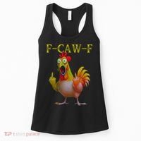 F Caw F Funny Chicken Middle Finger Clucking Rooster Meme Women's Tank Top thumb 0