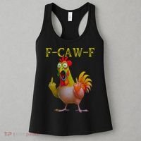 F Caw F Funny Chicken Middle Finger Clucking Rooster Meme Women's Tank Top thumb 3