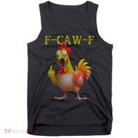 F Caw F Funny Chicken Middle Finger Clucking Rooster Meme Tank Top thumb 0