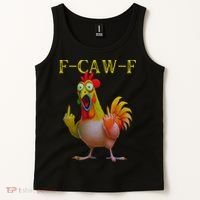 F Caw F Funny Chicken Middle Finger Clucking Rooster Meme Tank Top thumb 2