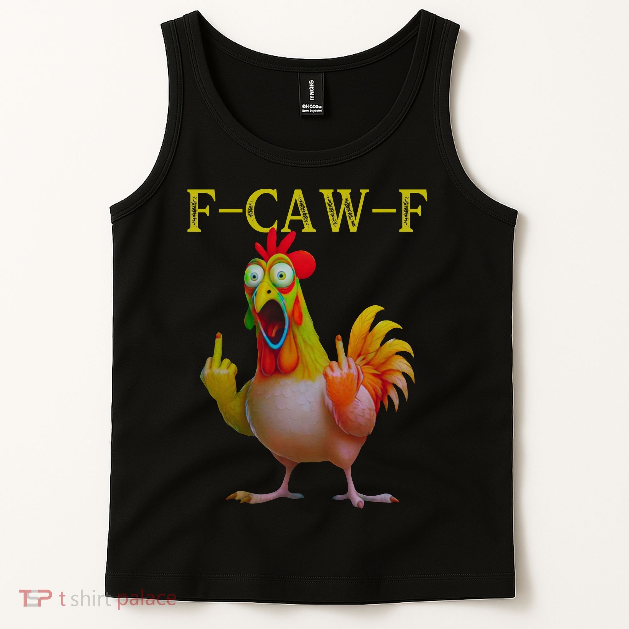 F Caw F Funny Chicken Middle Finger Clucking Rooster Meme Tank Top