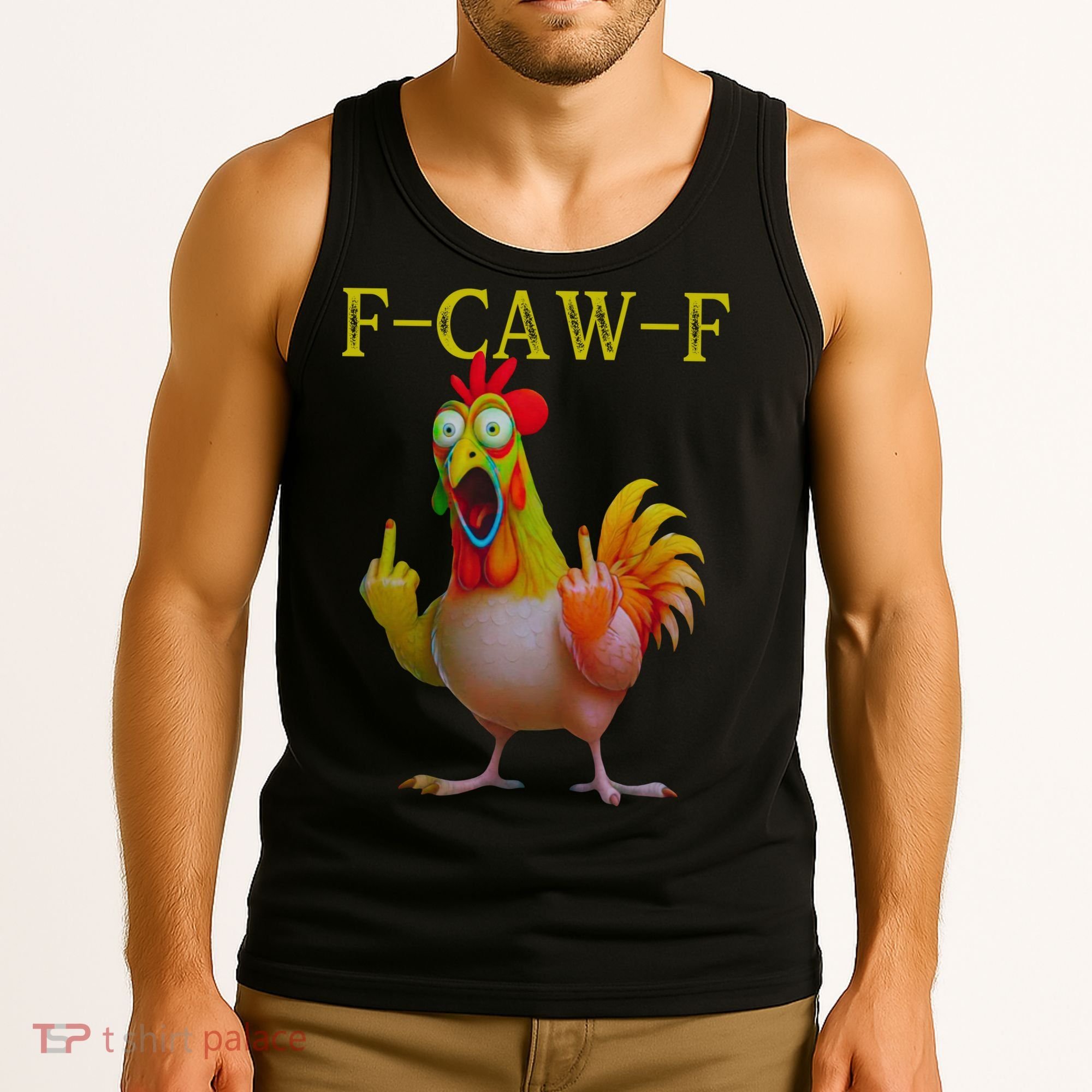 F Caw F Funny Chicken Middle Finger Clucking Rooster Meme Tank Top