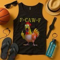 F Caw F Funny Chicken Middle Finger Clucking Rooster Meme Tank Top thumb 4