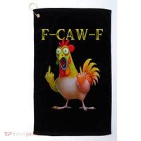 F Caw F Funny Chicken Middle Finger Clucking Rooster Meme Golf Towel thumb 0
