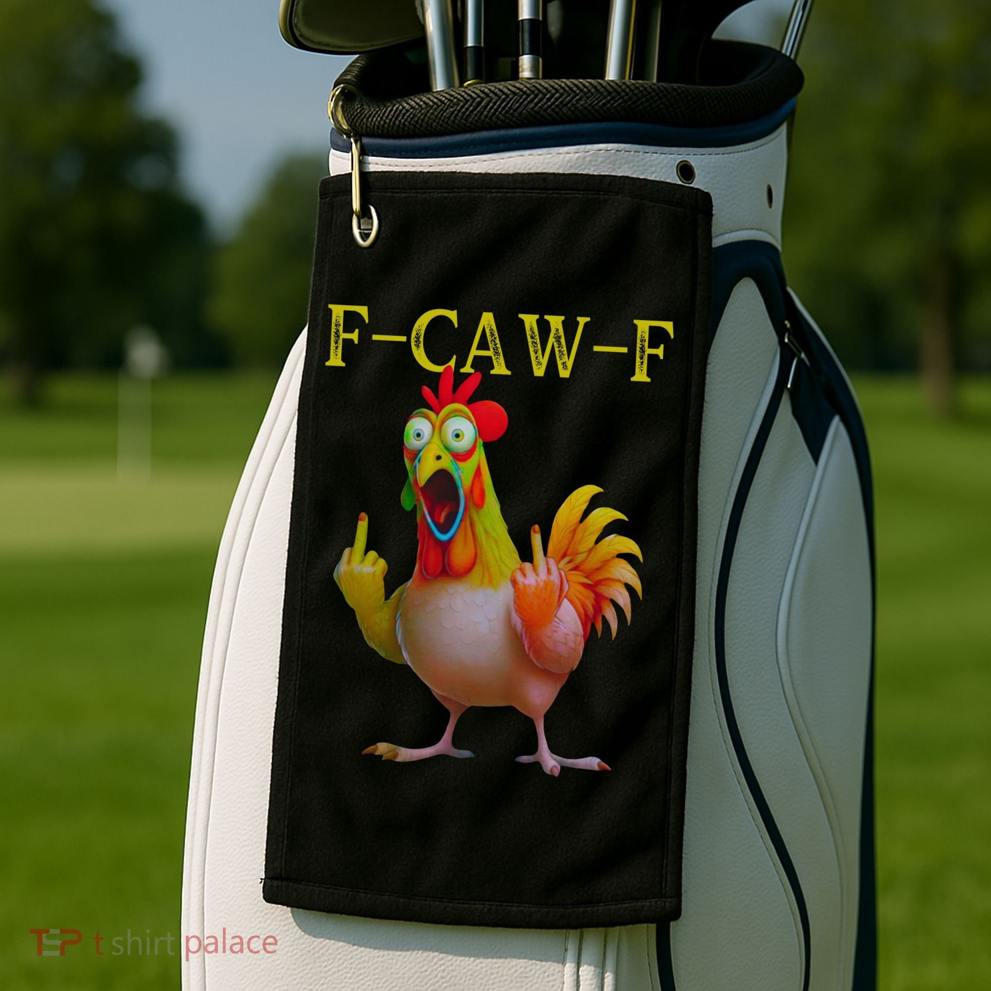 F Caw F Funny Chicken Middle Finger Clucking Rooster Meme Golf Towel