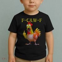 F Caw F Funny Chicken Middle Finger Clucking Rooster Meme Toddler T-Shirt thumb 2