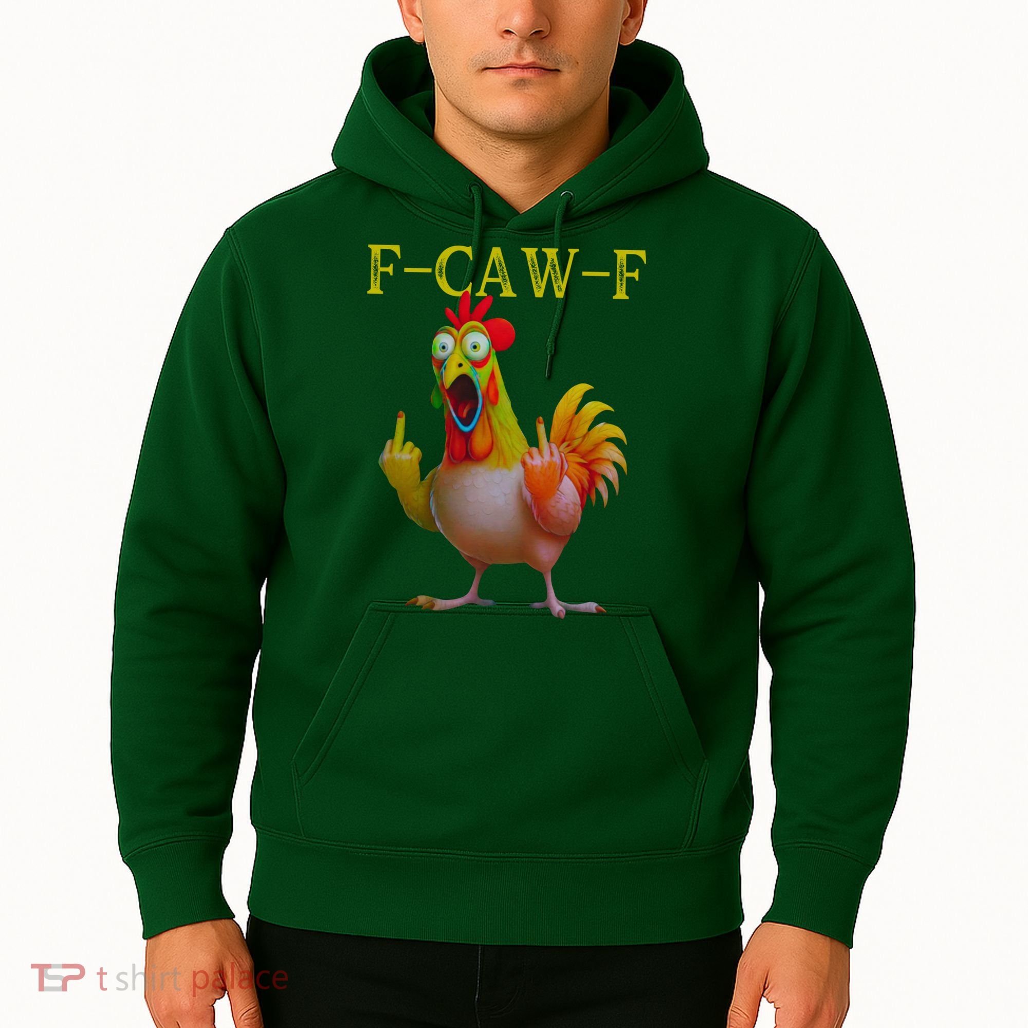 F Caw F Funny Chicken Middle Finger Clucking Rooster Meme Hoodie