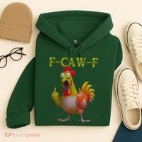 F Caw F Funny Chicken Middle Finger Clucking Rooster Meme Hoodie thumb 4