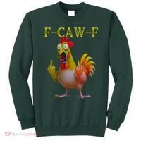 F Caw F Funny Chicken Middle Finger Clucking Rooster Meme Sweatshirt thumb 0