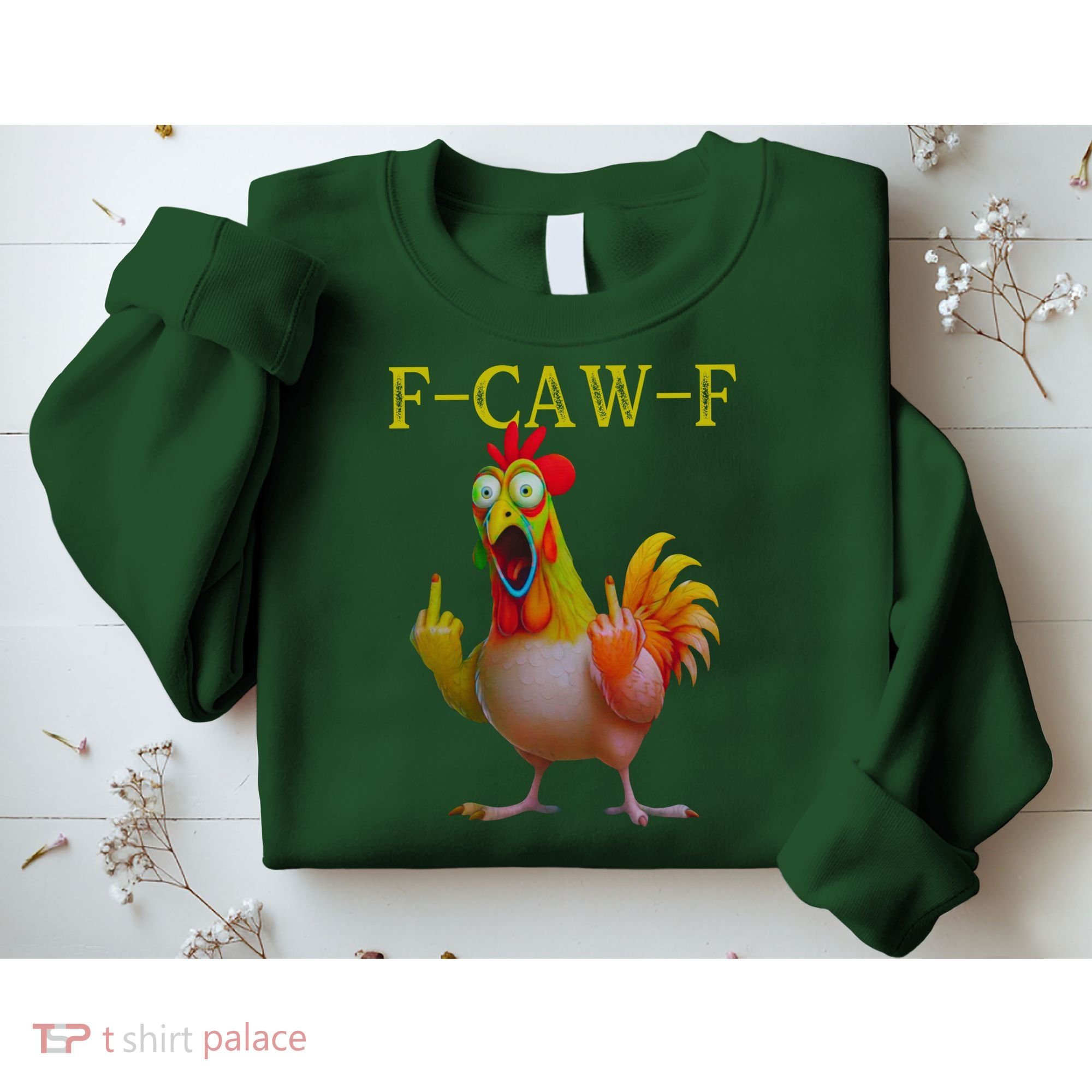 F Caw F Funny Chicken Middle Finger Clucking Rooster Meme Sweatshirt