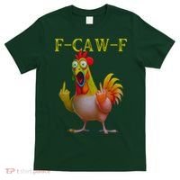 F Caw F Funny Chicken Middle Finger Clucking Rooster Meme T-Shirt thumb 0