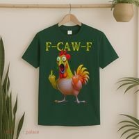 F Caw F Funny Chicken Middle Finger Clucking Rooster Meme T-Shirt thumb 2