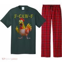 F Caw F Funny Chicken Middle Finger Clucking Rooster Meme Pajama Set thumb 0