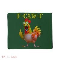 F Caw F Funny Chicken Middle Finger Clucking Rooster Meme Mousepad thumb 0