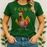 F Caw F Funny Chicken Middle Finger Clucking Rooster Meme Women's T-Shirt thumb 2