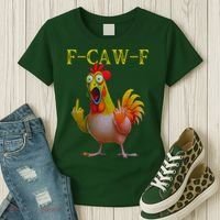 F Caw F Funny Chicken Middle Finger Clucking Rooster Meme Women's T-Shirt thumb 3