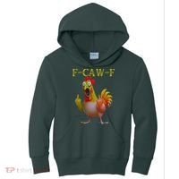 F Caw F Funny Chicken Middle Finger Clucking Rooster Meme Kids Hoodie thumb 0