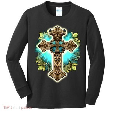 Filigree Cross Kids Long Sleeve Shirt