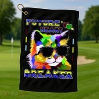 Funny Cat Future Heart Breaker Golf Towel thumb 1