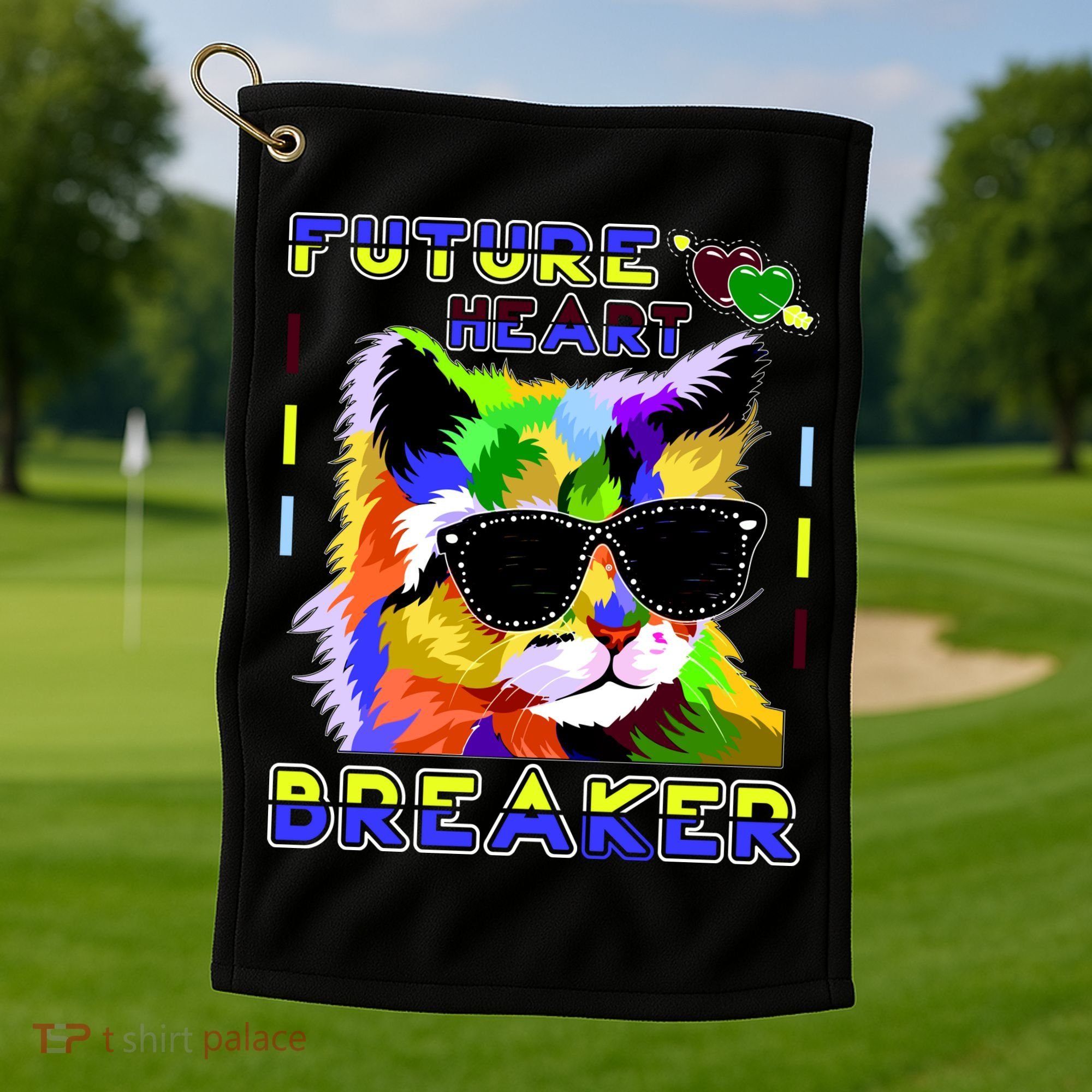 Funny Cat Future Heart Breaker Golf Towel
