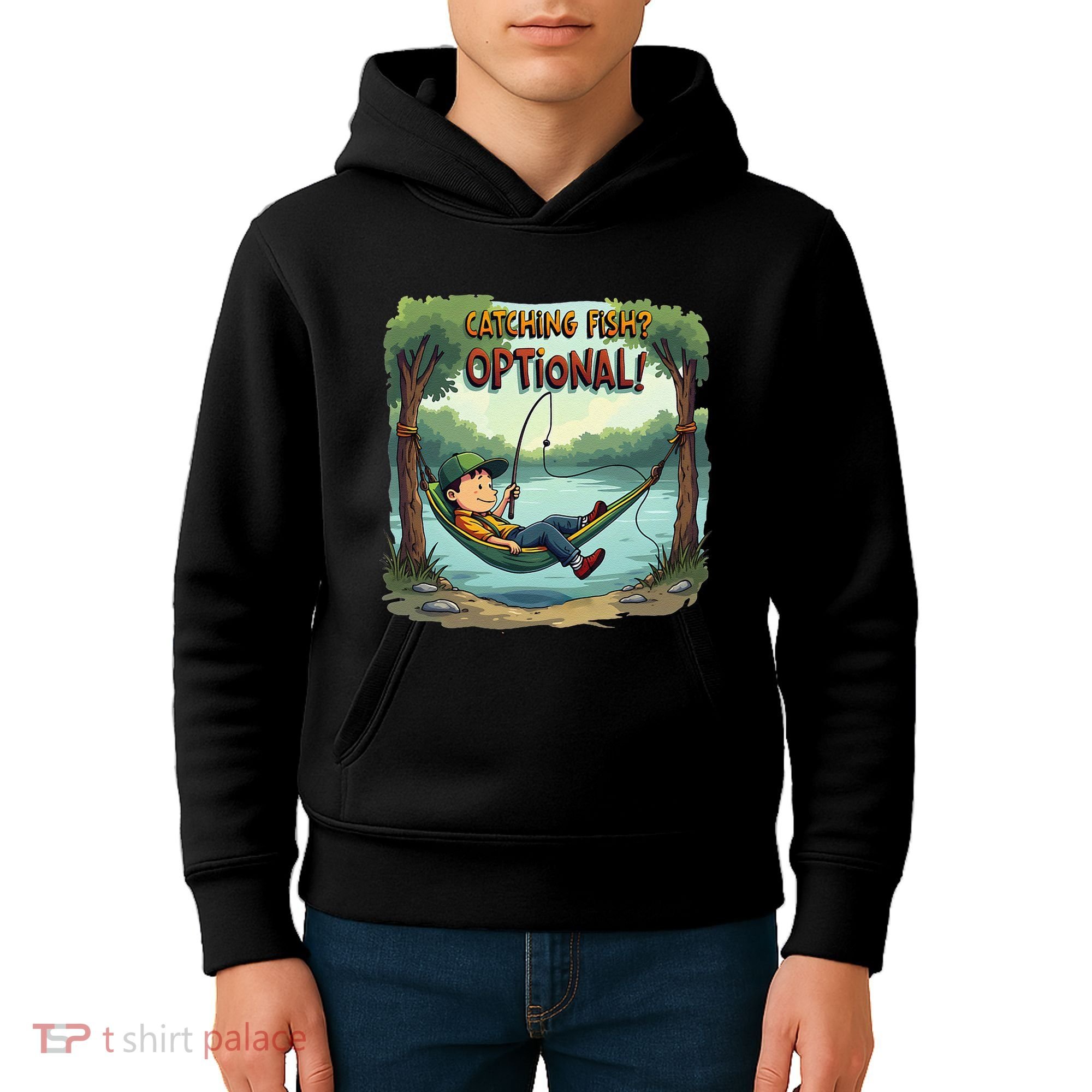 Fishing Catching Fish Optional Relaxing Required Kids Hoodie