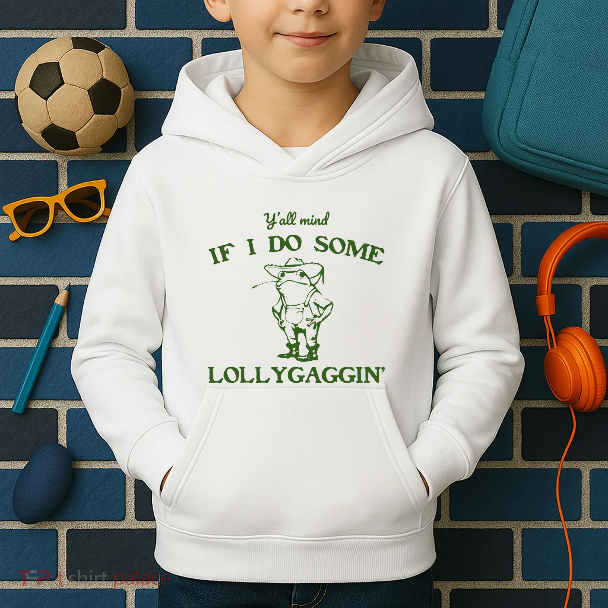 Funny Cowboy Frog Kids Hoodie
