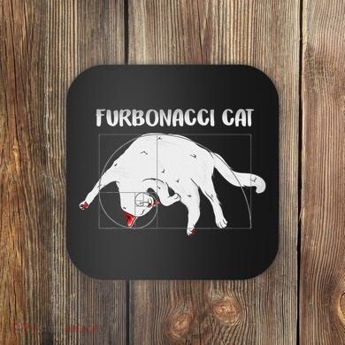 Furbonacci Cat Funny Cat Math Puns Coaster