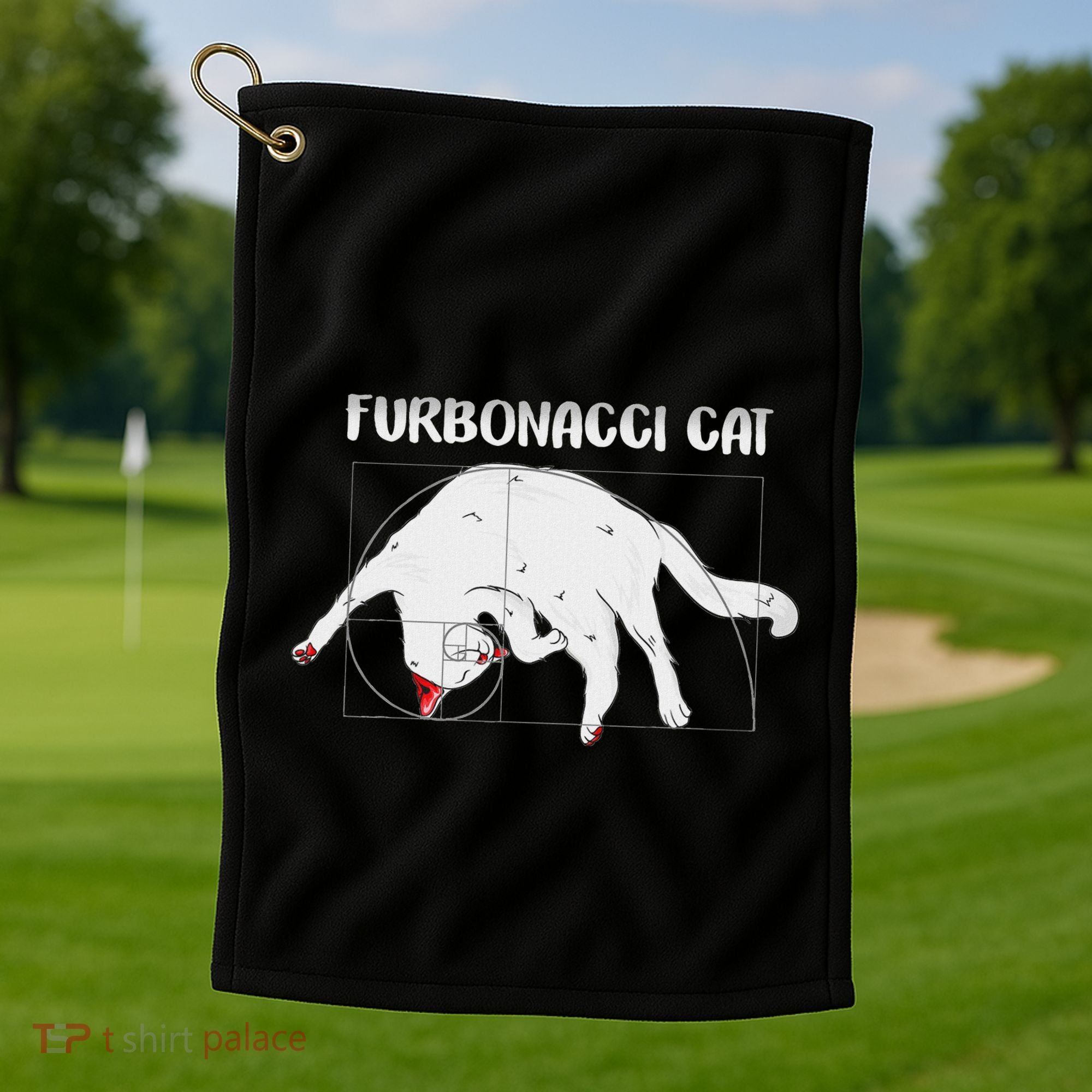 Furbonacci Cat Funny Cat Math Puns Golf Towel