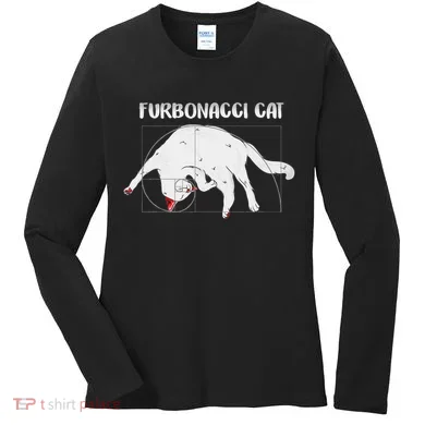 Furbonacci Cat Funny Cat Math Puns Women's Long Sleeve Shirt