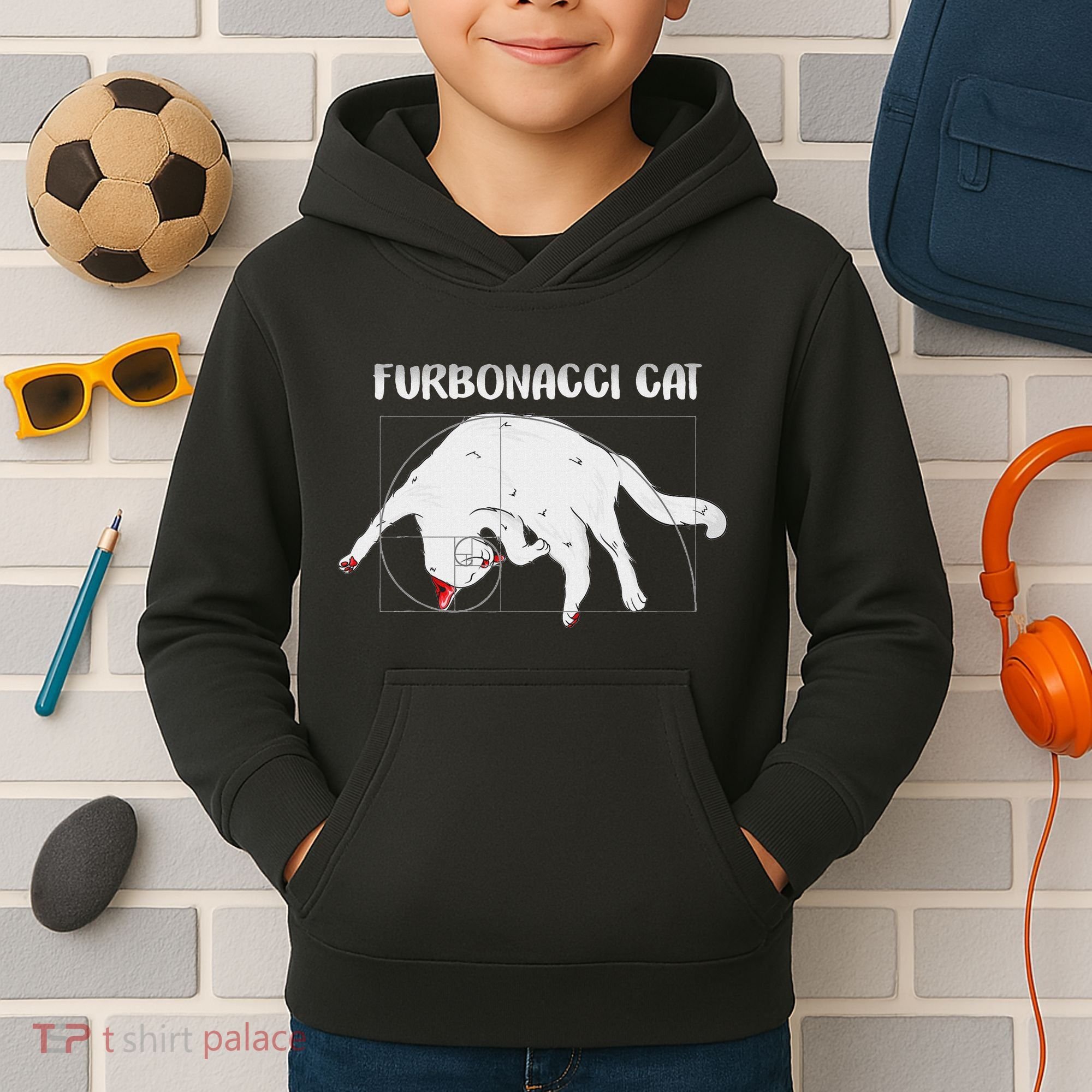 Furbonacci Cat Funny Cat Math Puns Kids Hoodie