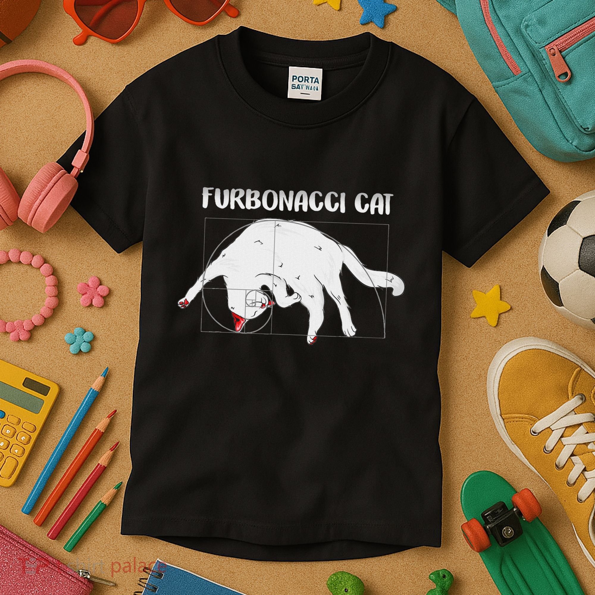 Furbonacci Cat Funny Cat Math Puns Kids T-Shirt