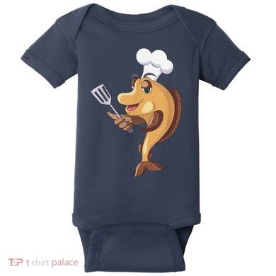 Fish Chef Fishing And Cooking Baby Bodysuit