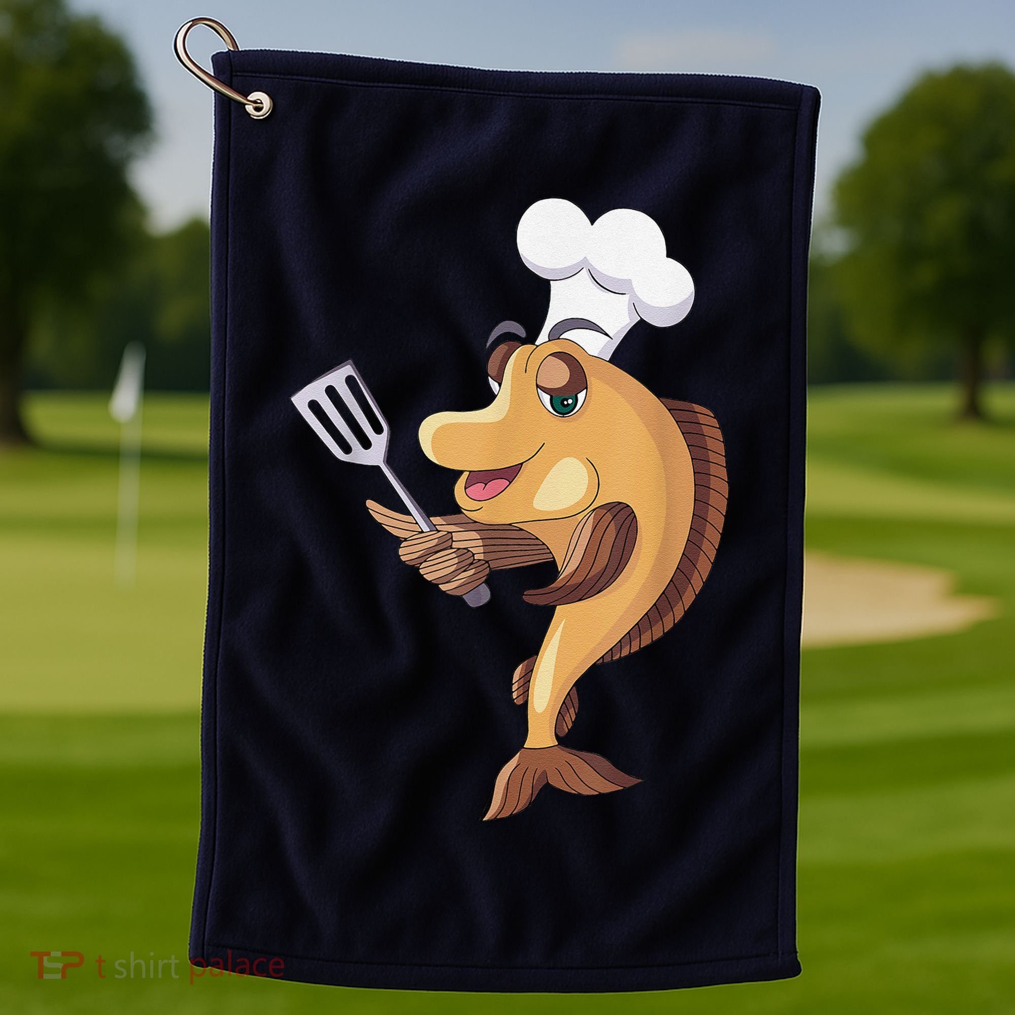 Fish Chef Fishing And Cooking Golf Towel