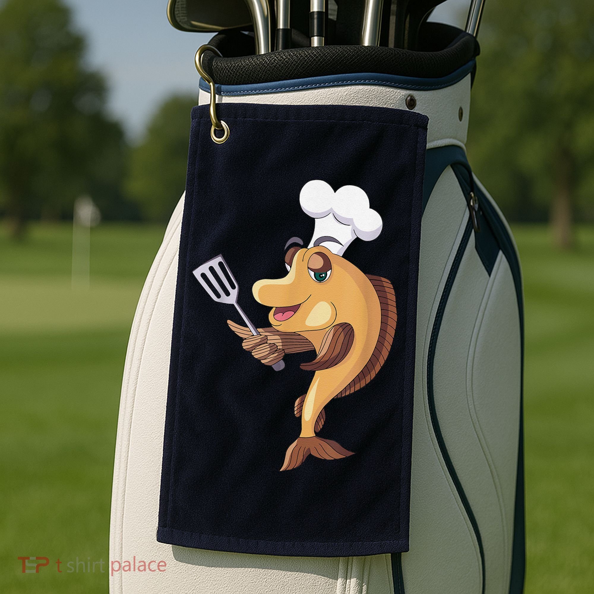 Fish Chef Fishing And Cooking Golf Towel